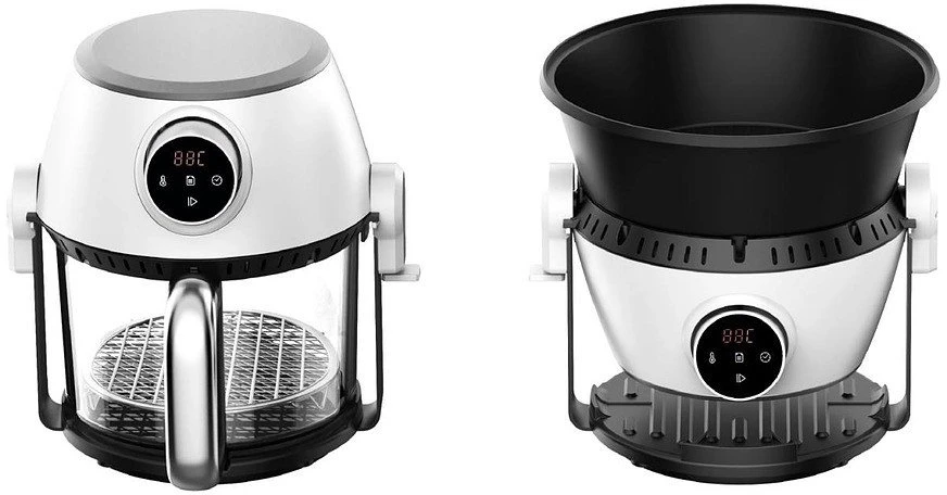 4 in 1 karšto oro gruzdintuvė su stikline taure, griliu ir puodu, 4 l FIT2, 1200 W, 16 programų
