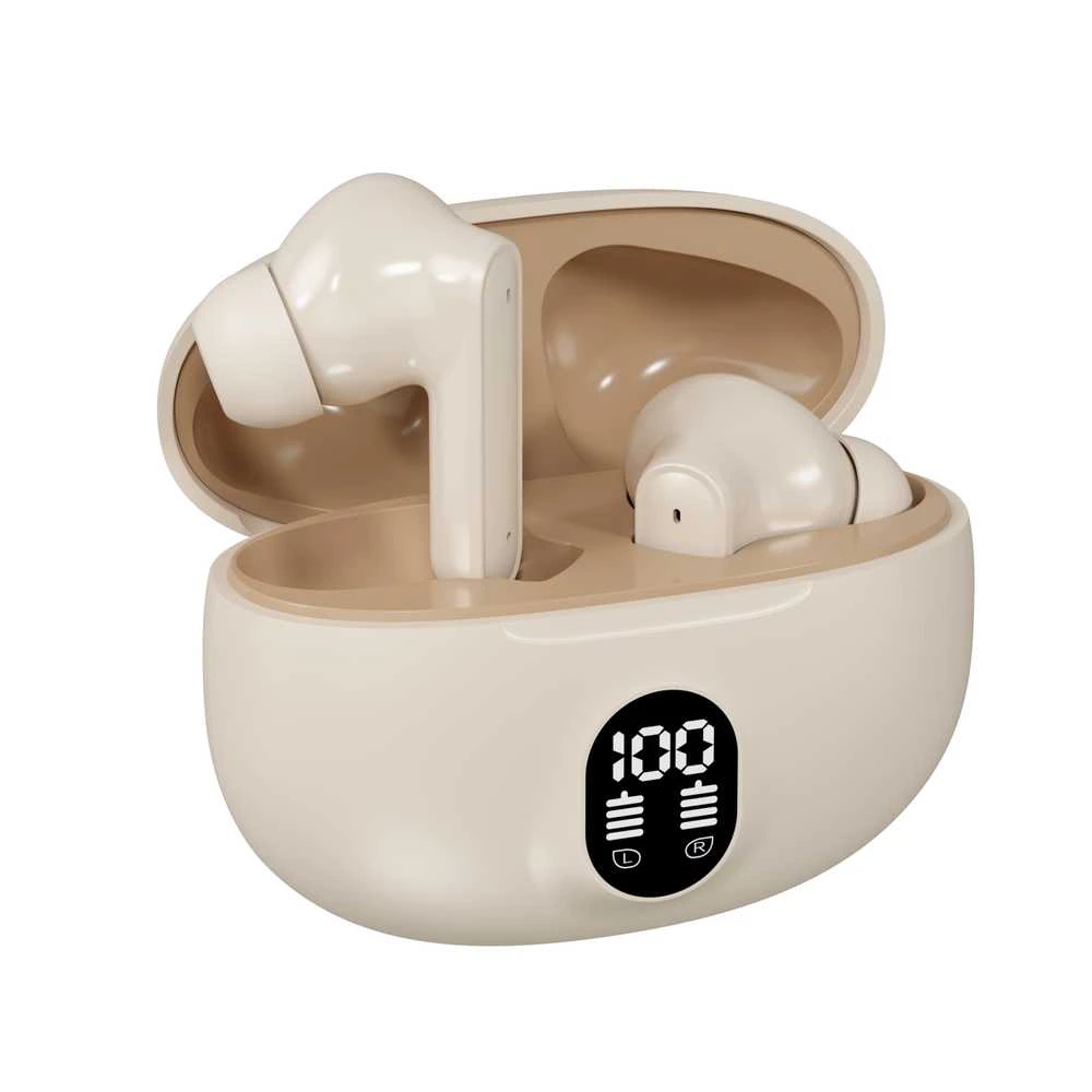 Belaidės TWS ausinės FIT2 FITH895 Bluetooth 5.4 su įkrovimo dėklu, smėlinė