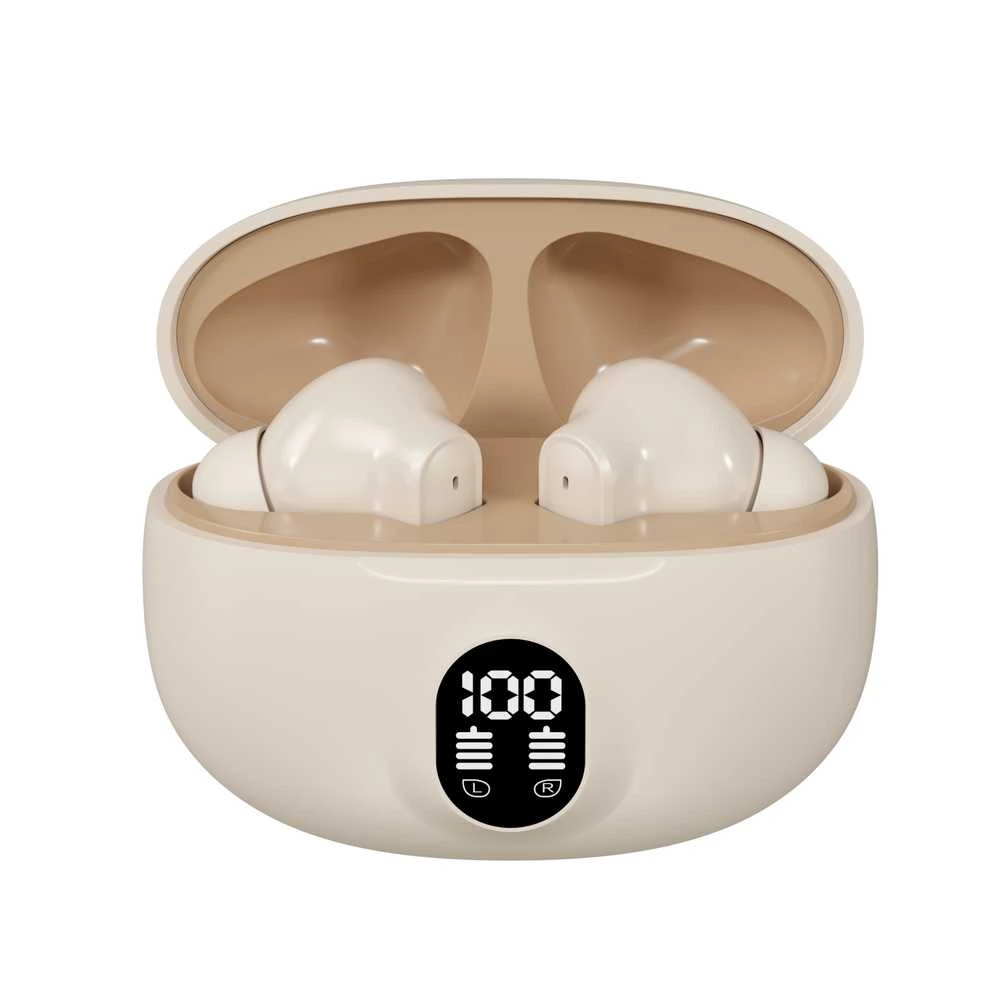 Belaidės TWS ausinės FIT2 FITH895 Bluetooth 5.4 su įkrovimo dėklu, smėlinė
