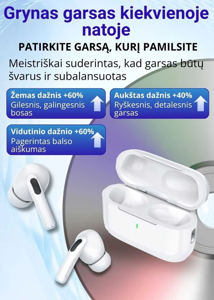 Belaidės TWS ausinės FIT2 FITY07 Bluetooth 5.4 su 13mm garsiakalbiu, balta