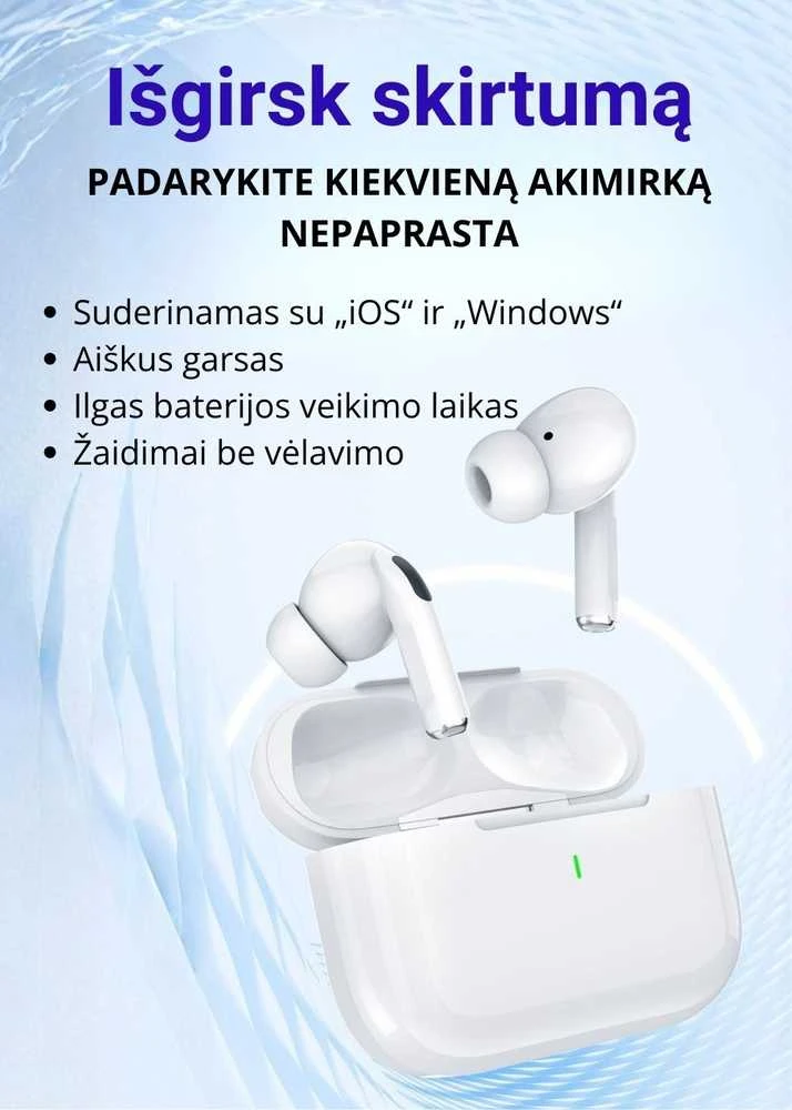 Belaidės TWS ausinės FIT2 FITY07 Bluetooth 5.4 su 13mm garsiakalbiu, balta
