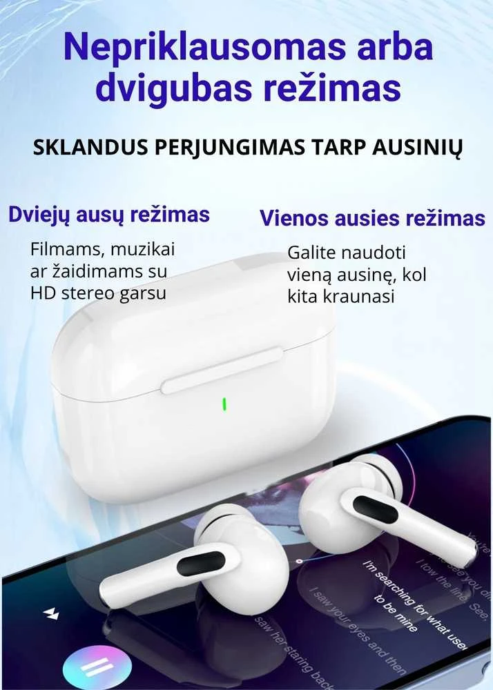 Belaidės TWS ausinės FIT2 FITY07 Bluetooth 5.4 su 13mm garsiakalbiu, balta