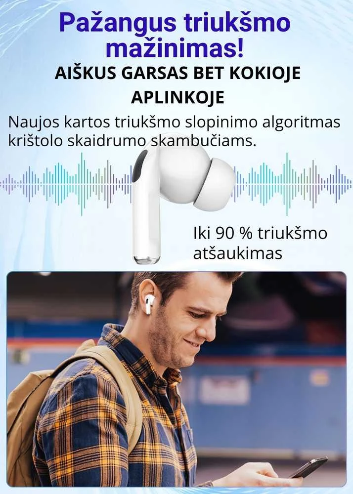Belaidės TWS ausinės FIT2 FITY07 Bluetooth 5.4 su 13mm garsiakalbiu, balta