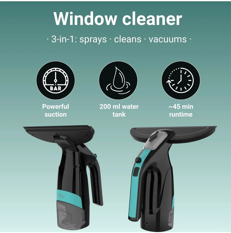 Belaidis langų valytuvas FIT2 SmartHome 3-viename 200 ml 28 cm su USB-C
