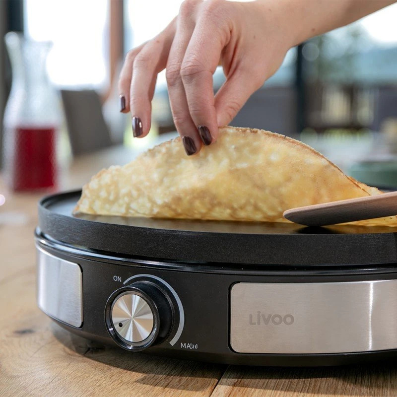 Vaflinė Blynų keptuvė Livoo DOP247 1500 W su dvipuse nuimama kaitplokšte Ø33 cm, juoda