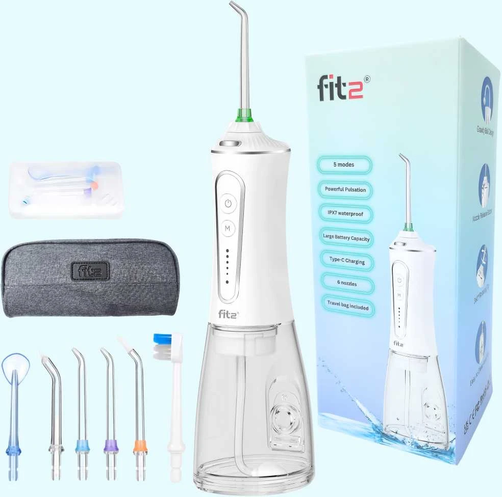 Burnos irigatorius FIT2 HFP11 su 5 režimais, 6 antgaliais, 300 ml talpa, 2500 mAh