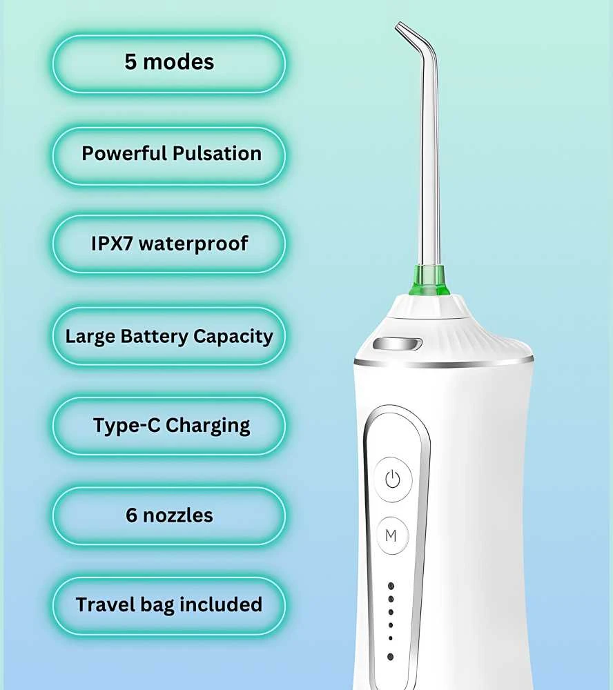 Burnos irigatorius FIT2 HFP11 su 5 režimais, 6 antgaliais, 300 ml talpa, 2500 mAh
