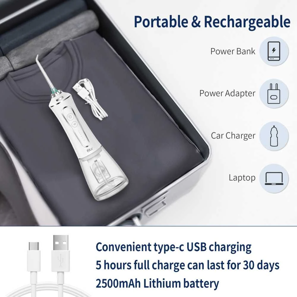 Burnos irigatorius FIT2 HFP11 su 5 režimais, 6 antgaliais, 300 ml talpa, 2500 mAh