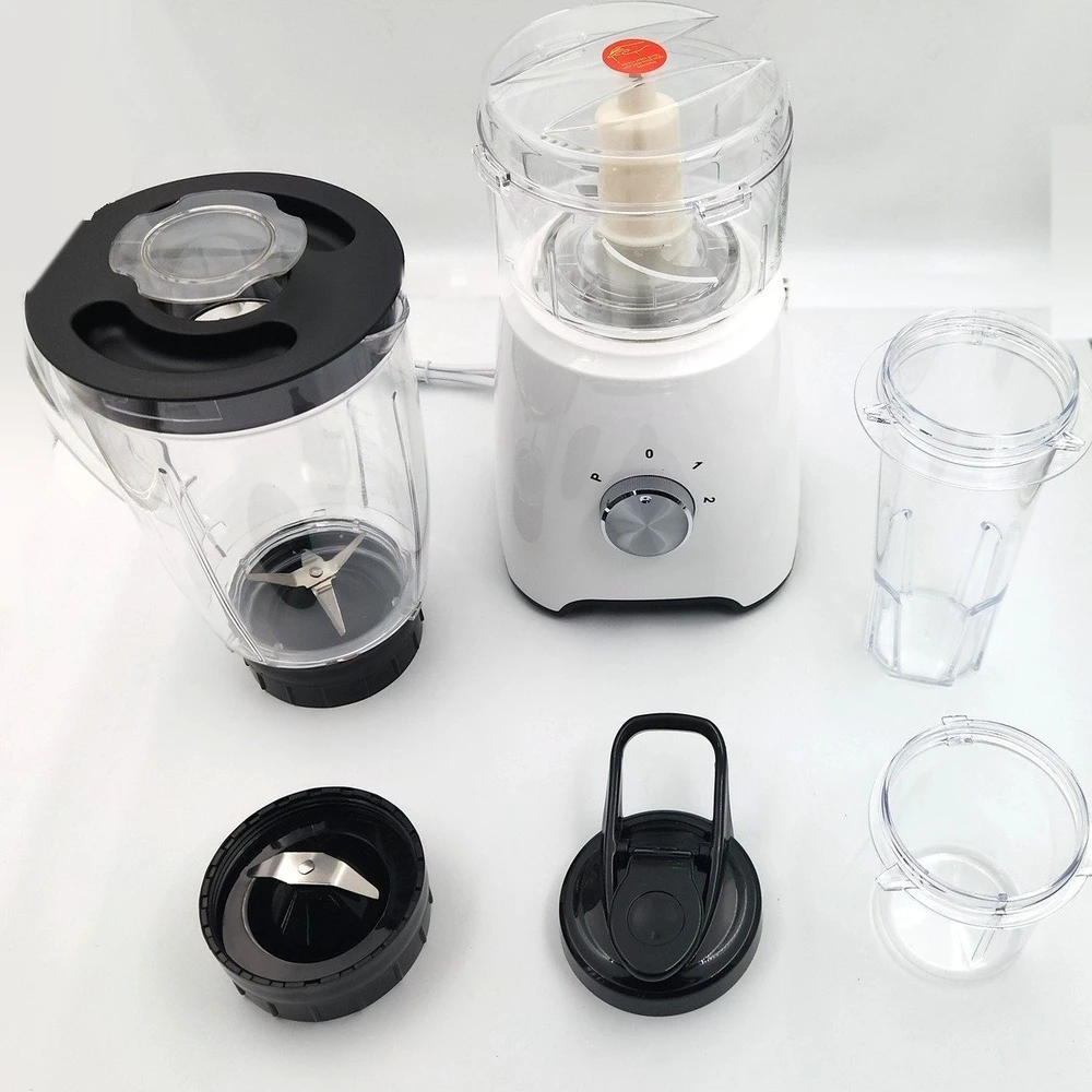 Daugiafunkcis blenderis 4 in 1, 1500 W, 1,6 l ąsotis, smulkintuvas, malūnėlis ir gertuvė, baltas