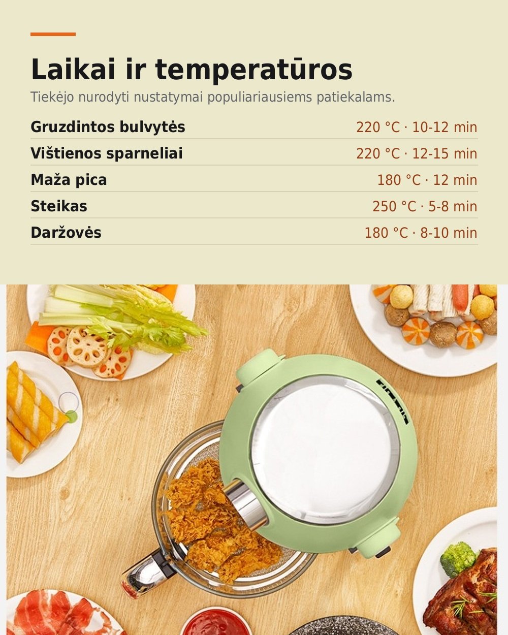 4 in 1 karšto oro gruzdintuvė su stikline taure, griliu ir puodu, 4 l FIT2, 1200 W, 16 programų aprašymas - Prekės nuotrauka