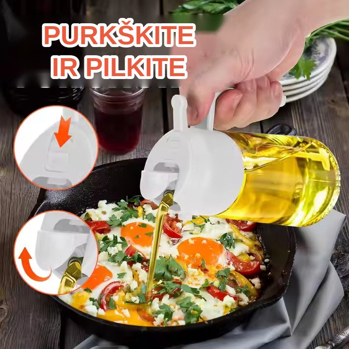 Aliejaus purkštuvas ir pilstytuvas FIT2 2-in-1, stiklinis, 470 ml aprašymas - Prekės nuotrauka