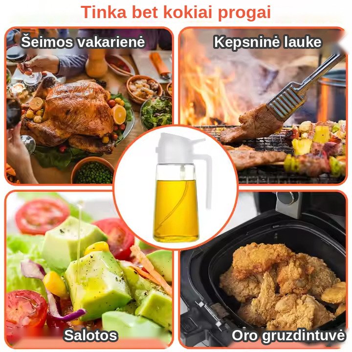 Aliejaus purkštuvas ir pilstytuvas FIT2 2-in-1, stiklinis, 470 ml aprašymas - Prekės nuotrauka