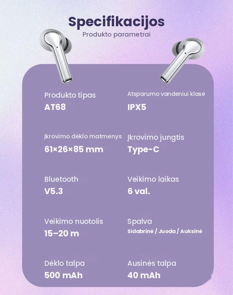 Belaidės ausinės FIT2 A9PRO, dėžutė su liečiamu ekranu, baltos aprašymas - Prekės nuotrauka
