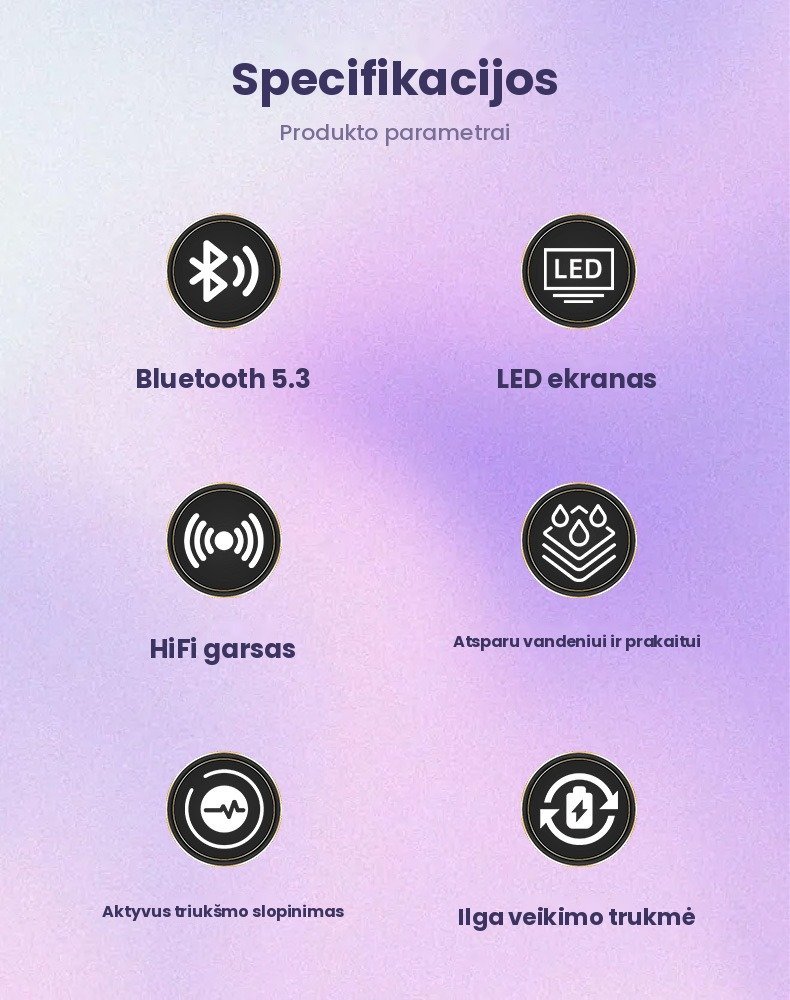 Belaidės ausinės FIT2 A9PRO, dėžutė su liečiamu ekranu, baltos aprašymas - Prekės nuotrauka
