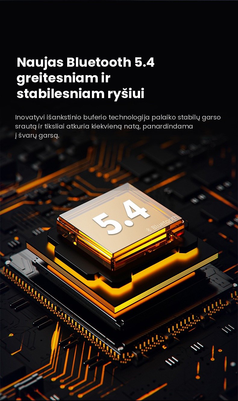 Belaidės ausinės FIT2 YW07 su jutikliniu LCD ekranu, juodos aprašymas - Prekės nuotrauka