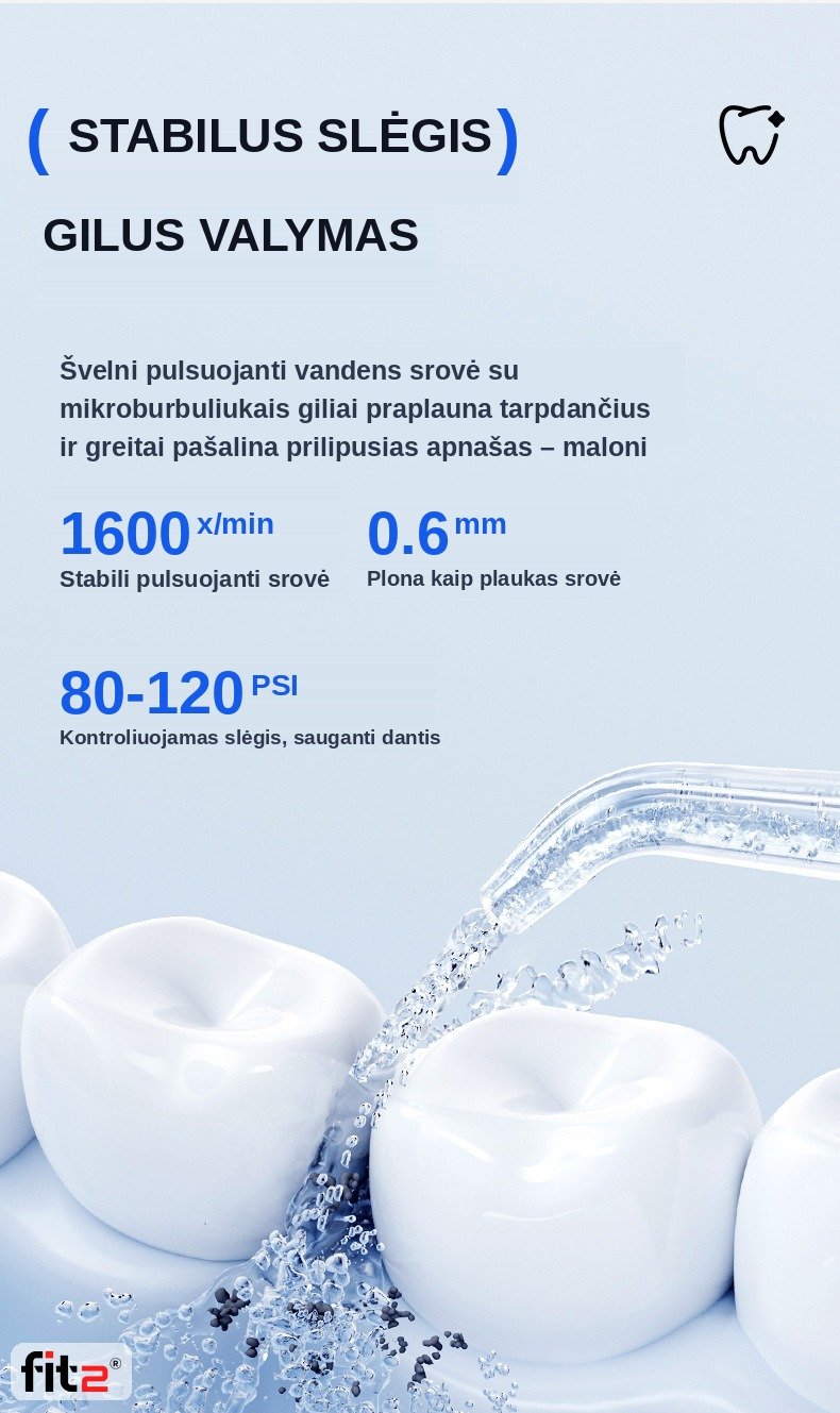 Dantų šepetėlis Belaidis burnos irigatorius FIT2 A18, baltas aprašymas - Prekės nuotrauka