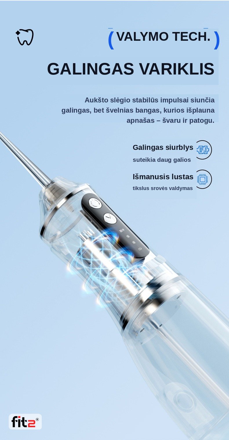 Dantų šepetėlis Belaidis burnos irigatorius FIT2 A18, baltas aprašymas - Prekės nuotrauka