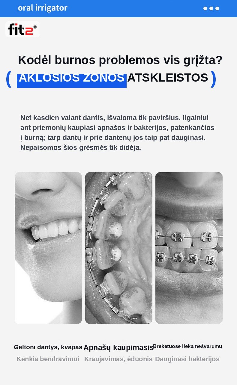 Dantų šepetėlis Belaidis burnos irigatorius FIT2 A18, baltas aprašymas - Prekės nuotrauka