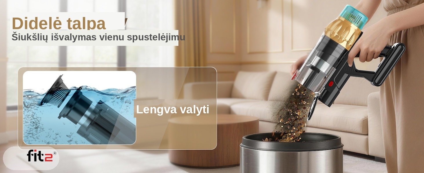 Belaidis dulkių siurblys FIT2 V10 aprašymas - Prekės nuotrauka