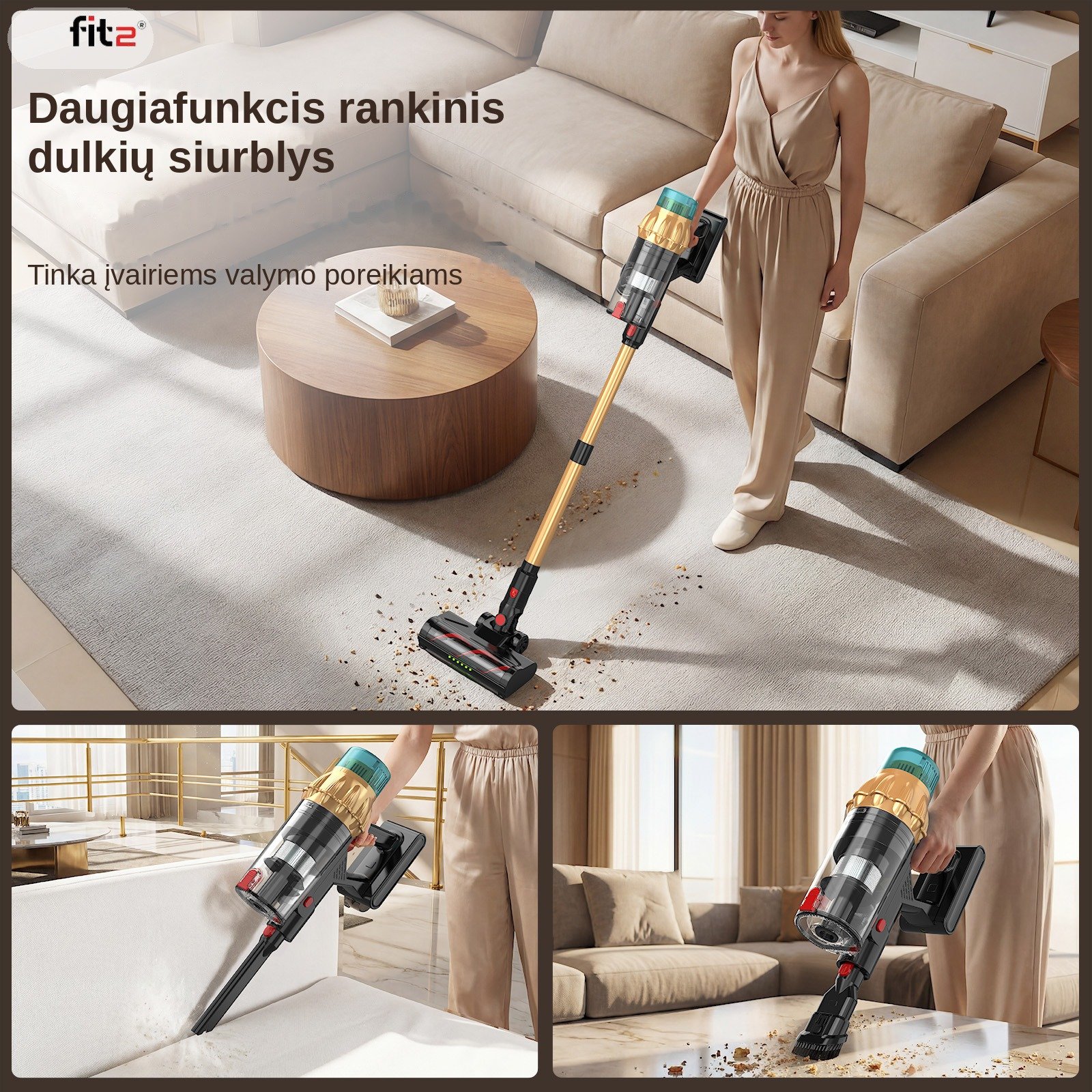 Belaidis dulkių siurblys FIT2 V10 aprašymas - Prekės nuotrauka