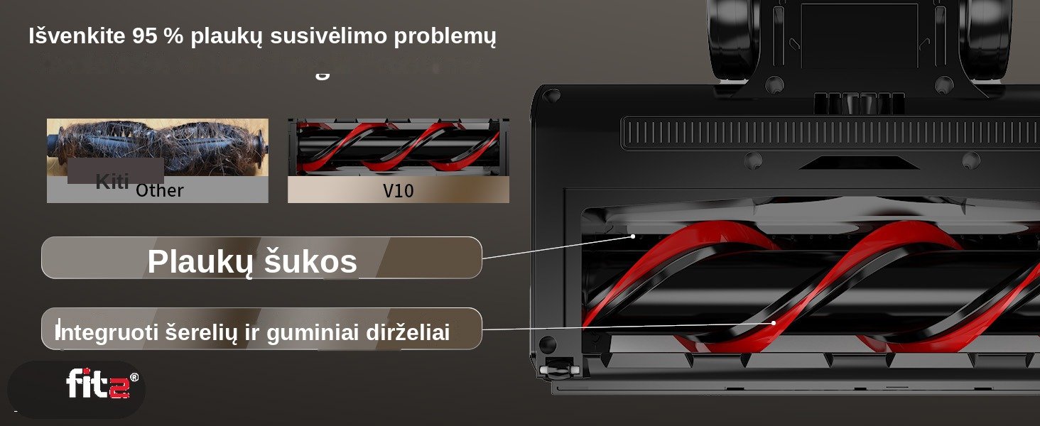 Belaidis dulkių siurblys FIT2 V10 aprašymas - Prekės nuotrauka