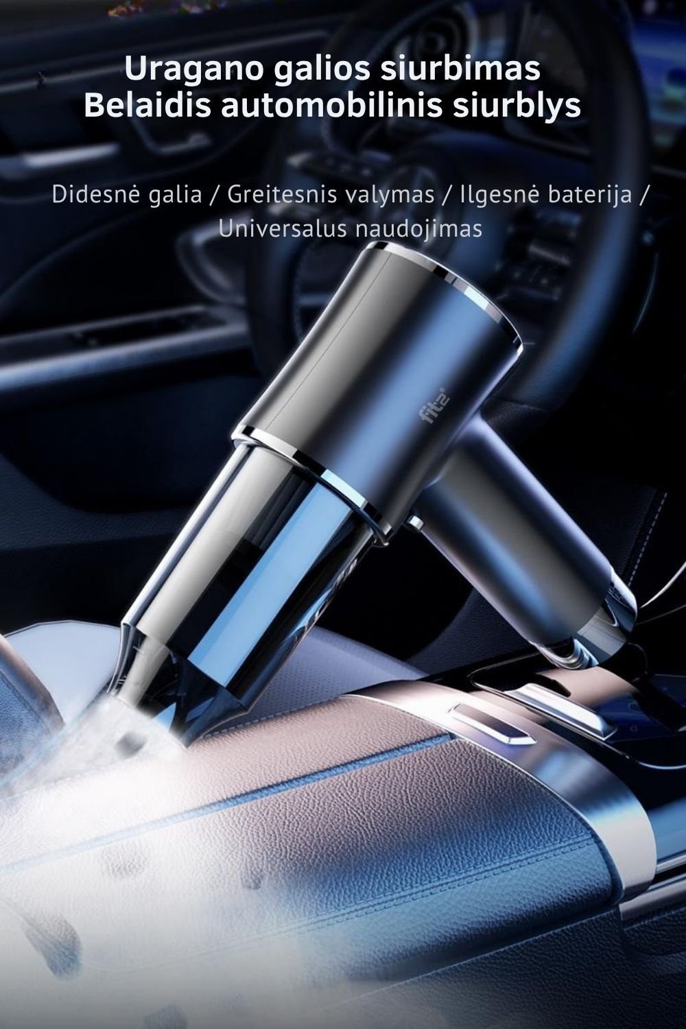 Belaidis rankinis dulkių siurblys ir oro pūstuvas FIT2 LC-623 2-in-1, 5000 Pa, 60 W, USB Type-C, 4 antgaliai aprašymas - Prekės nuotrauka
