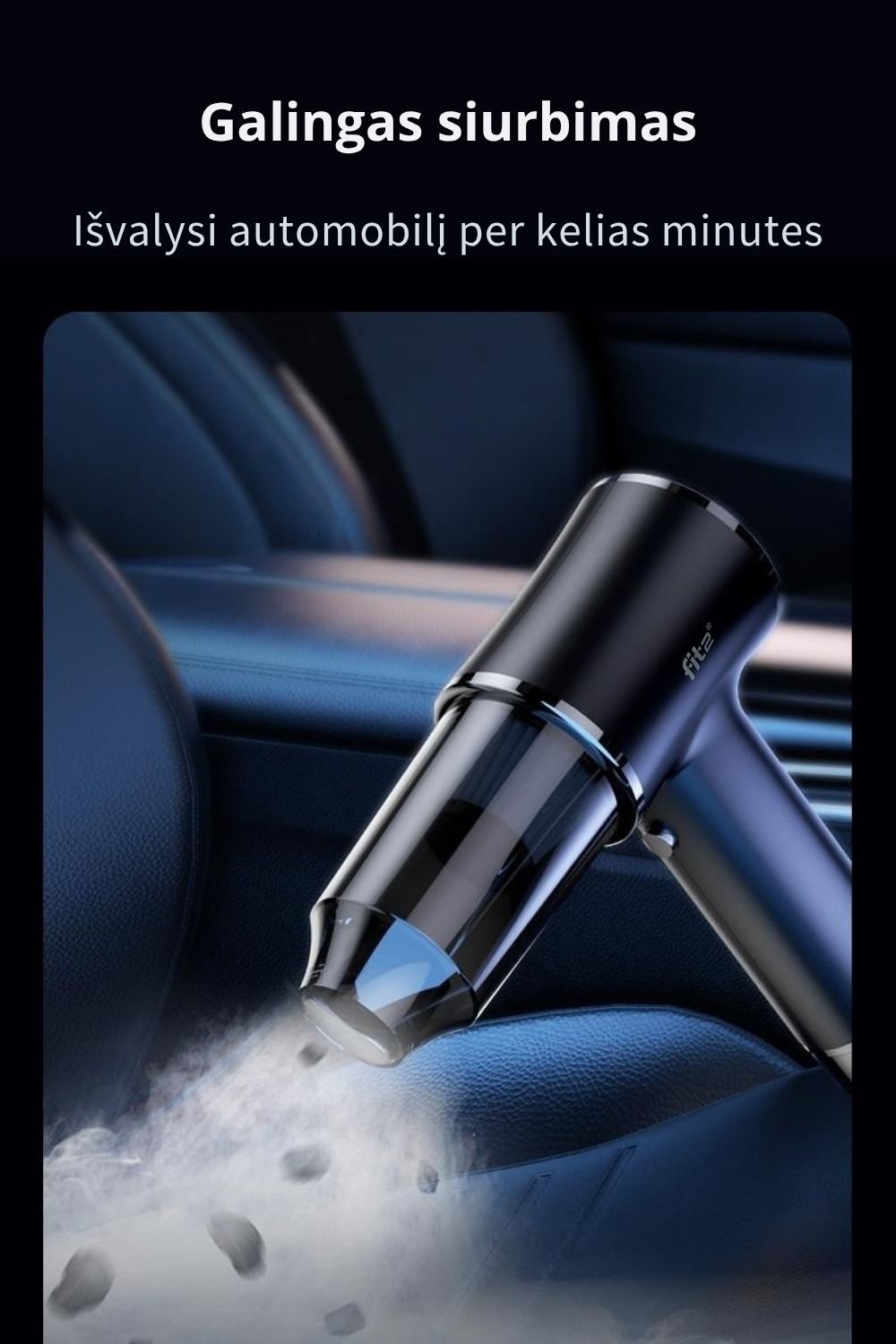 Belaidis rankinis dulkių siurblys ir oro pūstuvas FIT2 LC-623 2-in-1, 5000 Pa, 60 W, USB Type-C, 4 antgaliai aprašymas - Prekės nuotrauka