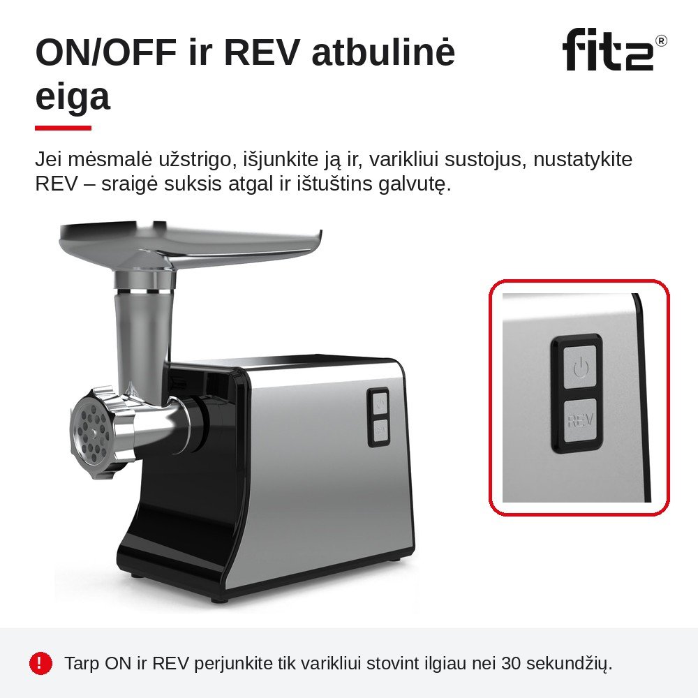 Virtuvinis kombainas Elektrinė mėsmalė FIT2 MG-M1 2800 W su 3 sieteliais, dešrelių ir kibbe priedais aprašymas - Prekės nuotrauka