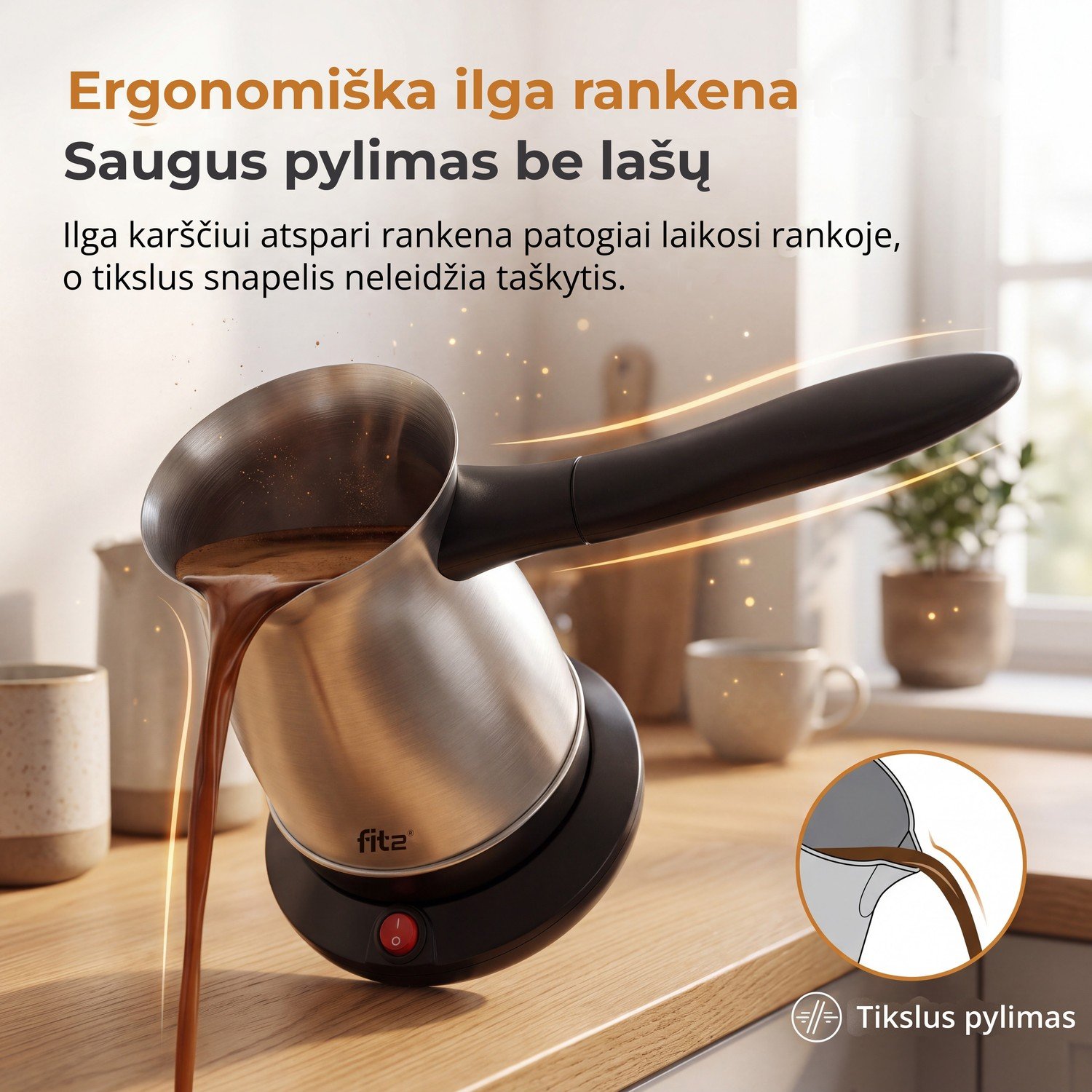 Kavos aparatas Elektrinis kavinukas FIT2 MA-1692, 600 W, 0,5 l, nerūdijantis plienas aprašymas - Prekės nuotrauka