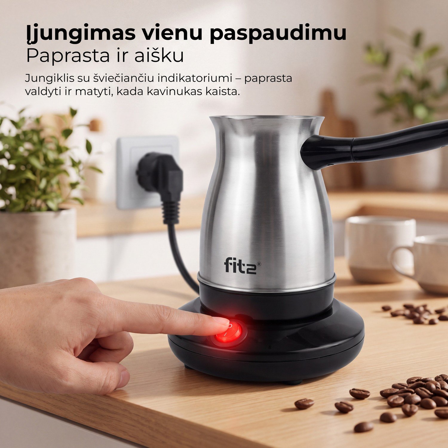 Kavos aparatas Elektrinis kavinukas FIT2 MA-1692, 600 W, 0,5 l, nerūdijantis plienas aprašymas - Prekės nuotrauka