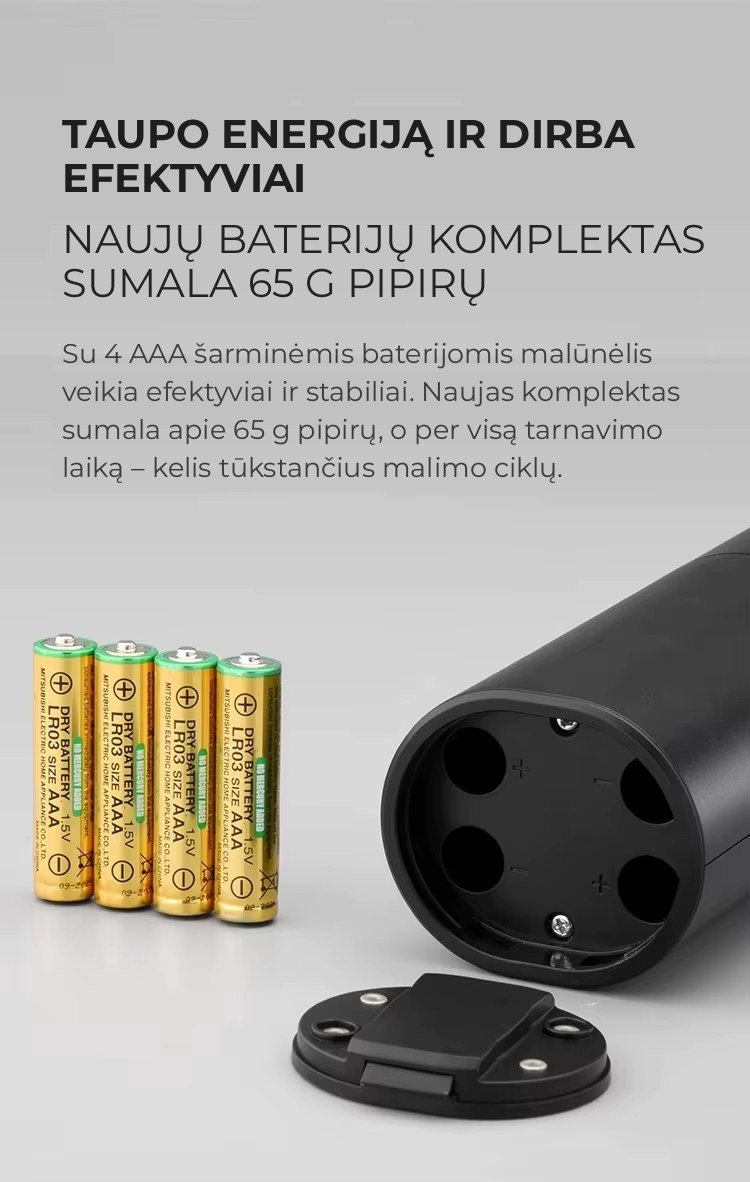 Elektrinių druskos ir pipirų malūnėlių rinkinys FIT2, 2 vnt aprašymas - Prekės nuotrauka