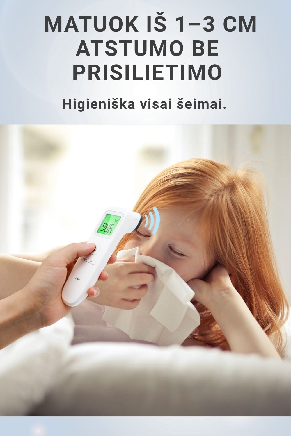 Infraraudonųjų spindulių termometras FIT2 Meditech, bekontaktis, kaktos ir objektų aprašymas - Prekės nuotrauka