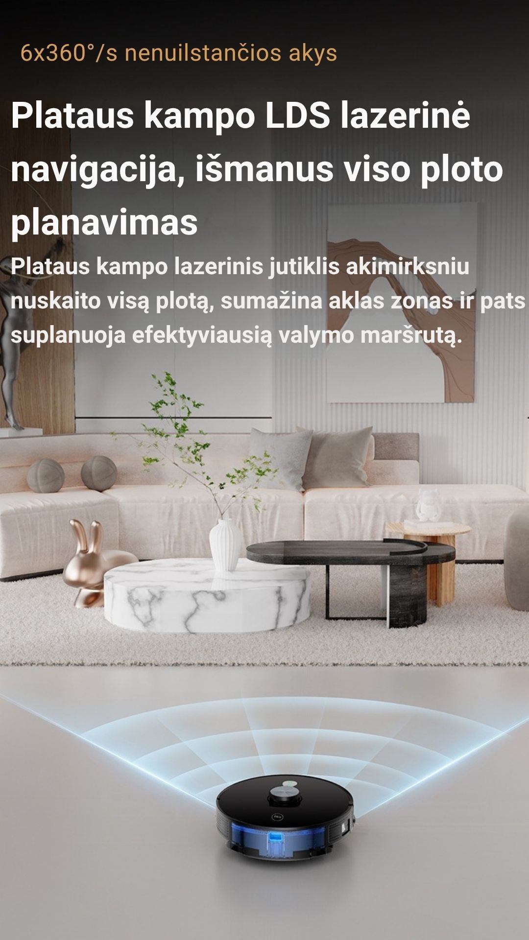 Išmanus dulkių siurblys robotas FIT2 RoboSweep A8 su LiDAR navigacija aprašymas - Prekės nuotrauka
