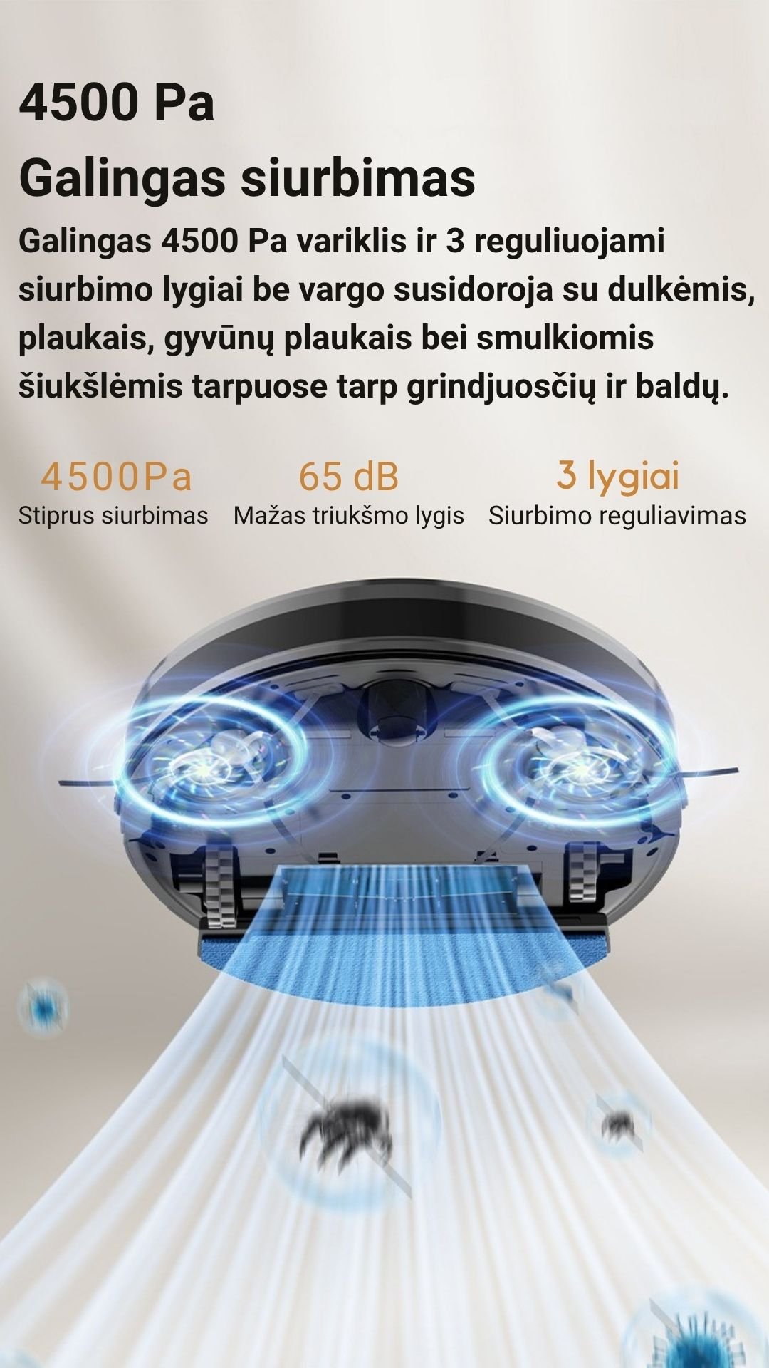 Išmanus dulkių siurblys robotas FIT2 RoboSweep A8 su LiDAR navigacija aprašymas - Prekės nuotrauka