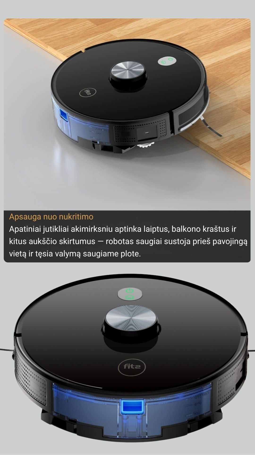 Išmanus dulkių siurblys robotas FIT2 RoboSweep A8 su LiDAR navigacija aprašymas - Prekės nuotrauka