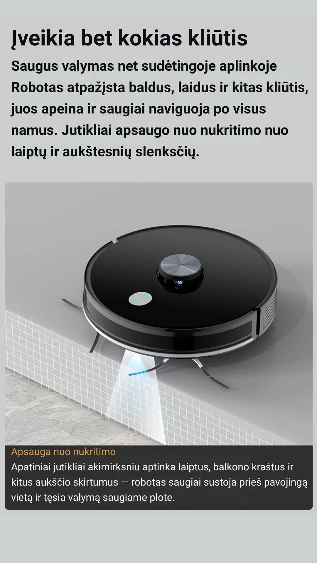 Išmanus dulkių siurblys robotas FIT2 RoboSweep A8 su LiDAR navigacija aprašymas - Prekės nuotrauka