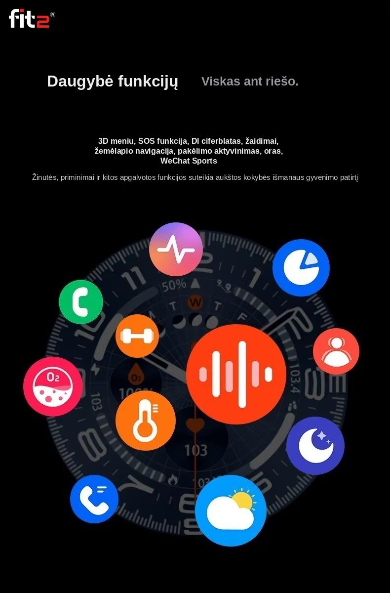 Išmanusis laikrodis FIT2 HD8 Ultra, sidabrinis aprašymas - Prekės nuotrauka