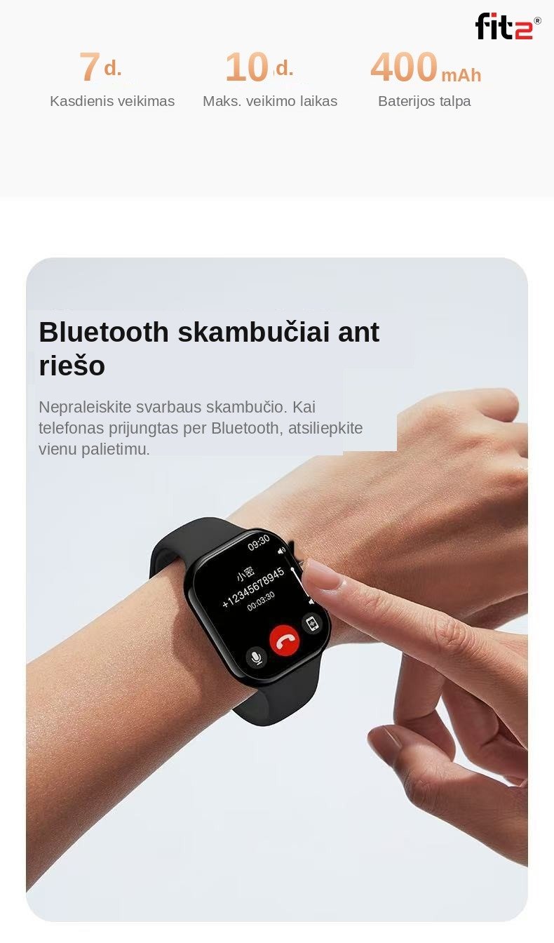 Išmanusis laikrodis FIT2 S11MH, juodas aprašymas - Prekės nuotrauka