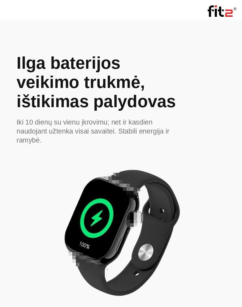 Išmanusis laikrodis FIT2 S11MH, juodas aprašymas - Prekės nuotrauka