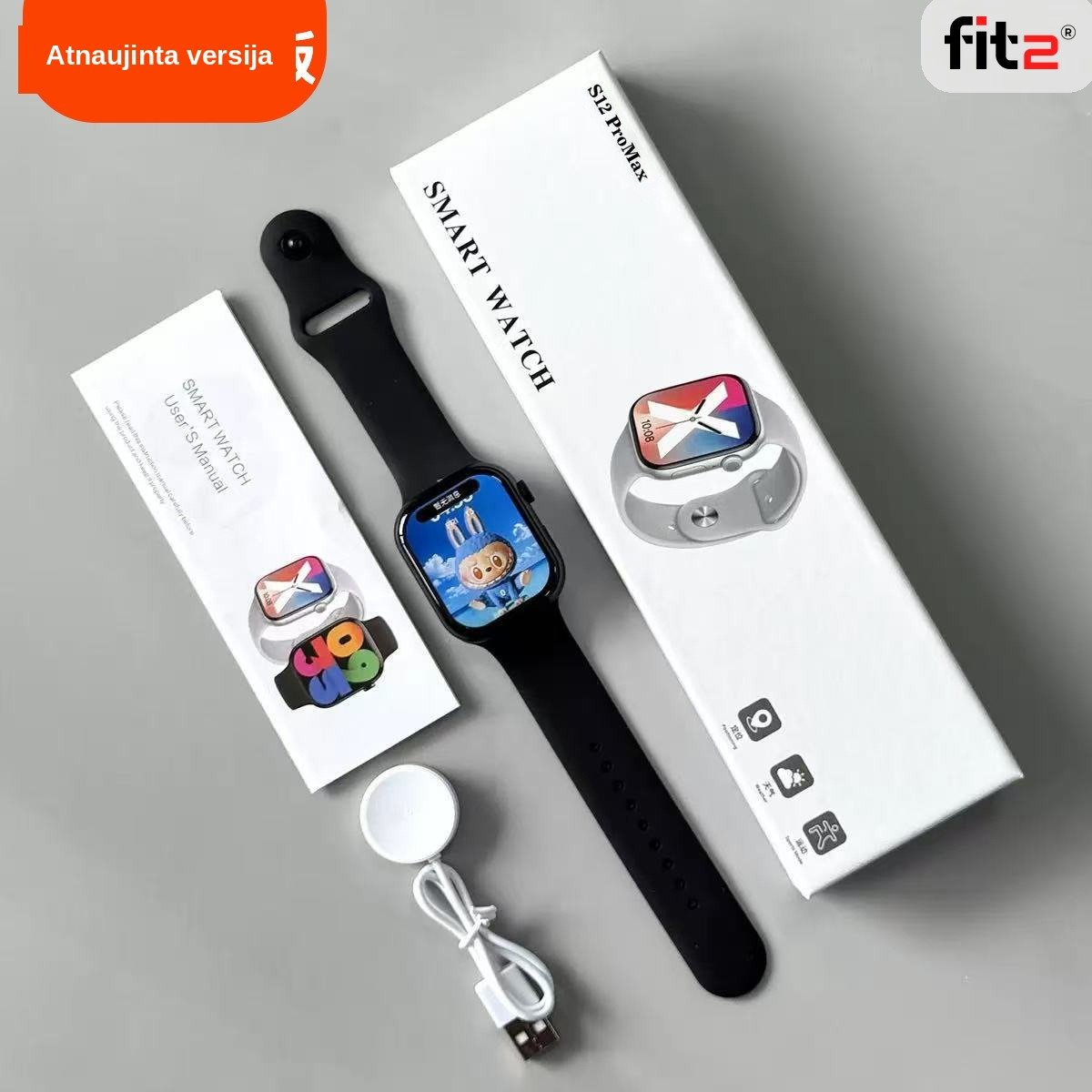 Išmanusis laikrodis FIT2 S12 ProMax, baltas aprašymas - Prekės nuotrauka