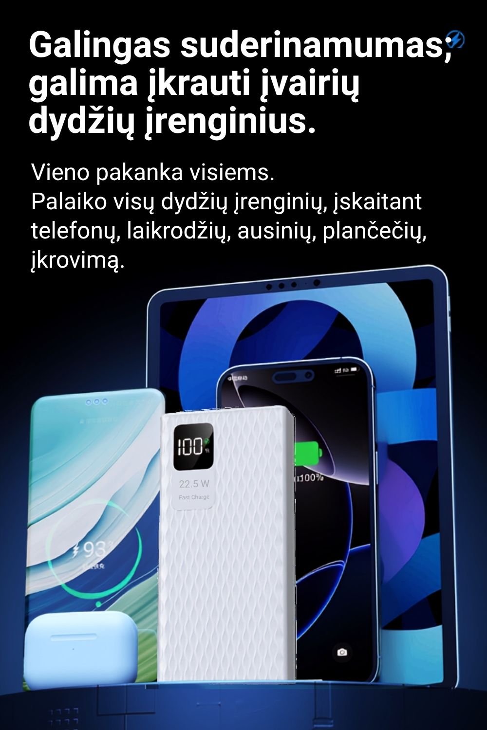 Išorinė baterija FIT2 1283 10000 mAh, 22.5W greitas įkrovimas aprašymas - Prekės nuotrauka