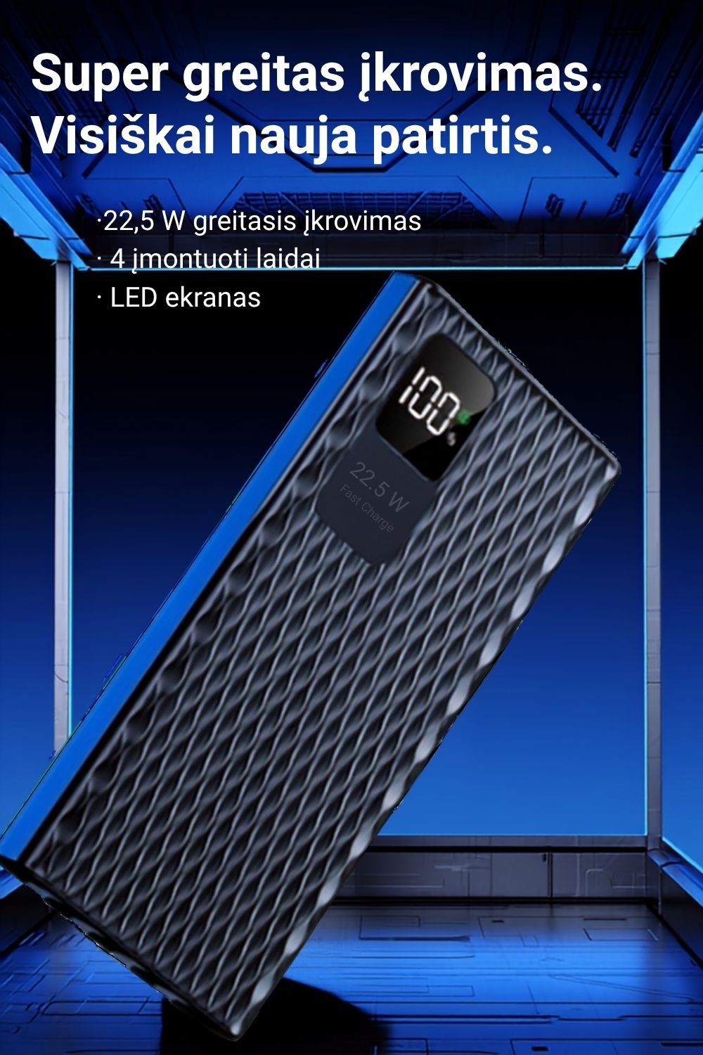 Išorinė baterija FIT2 1283 10000 mAh, 22.5W greitas įkrovimas aprašymas - Prekės nuotrauka