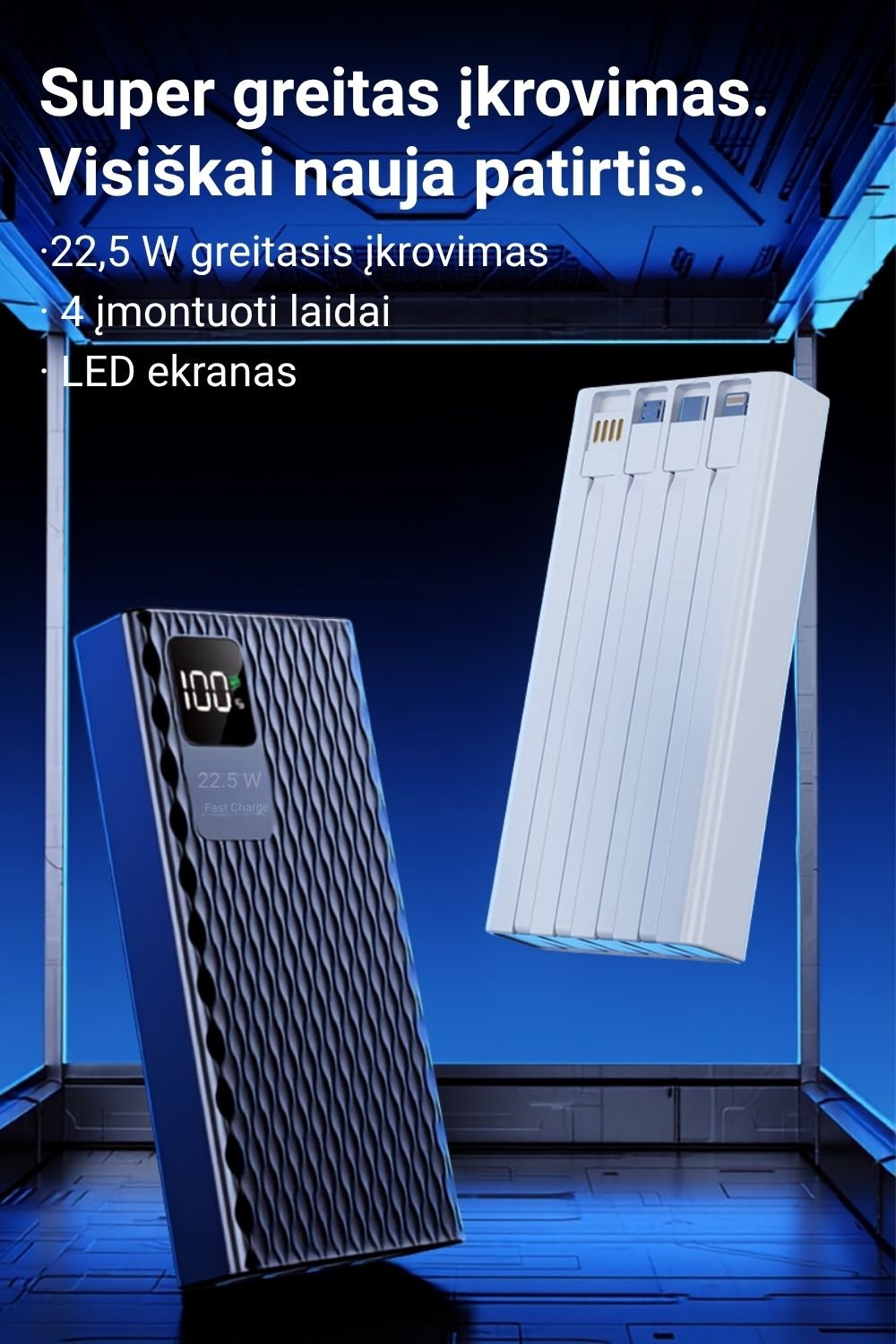 Išorinė baterija FIT2 1284 20000 mAh, 22.5W greitas įkrovimas aprašymas - Prekės nuotrauka