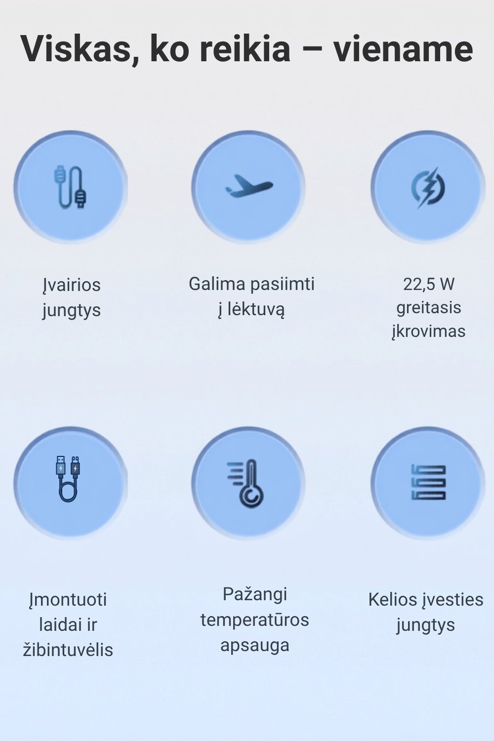 Išorinė baterija FIT2 DX100 20000 mAh, 22.5W greitas įkrovimas aprašymas - Prekės nuotrauka