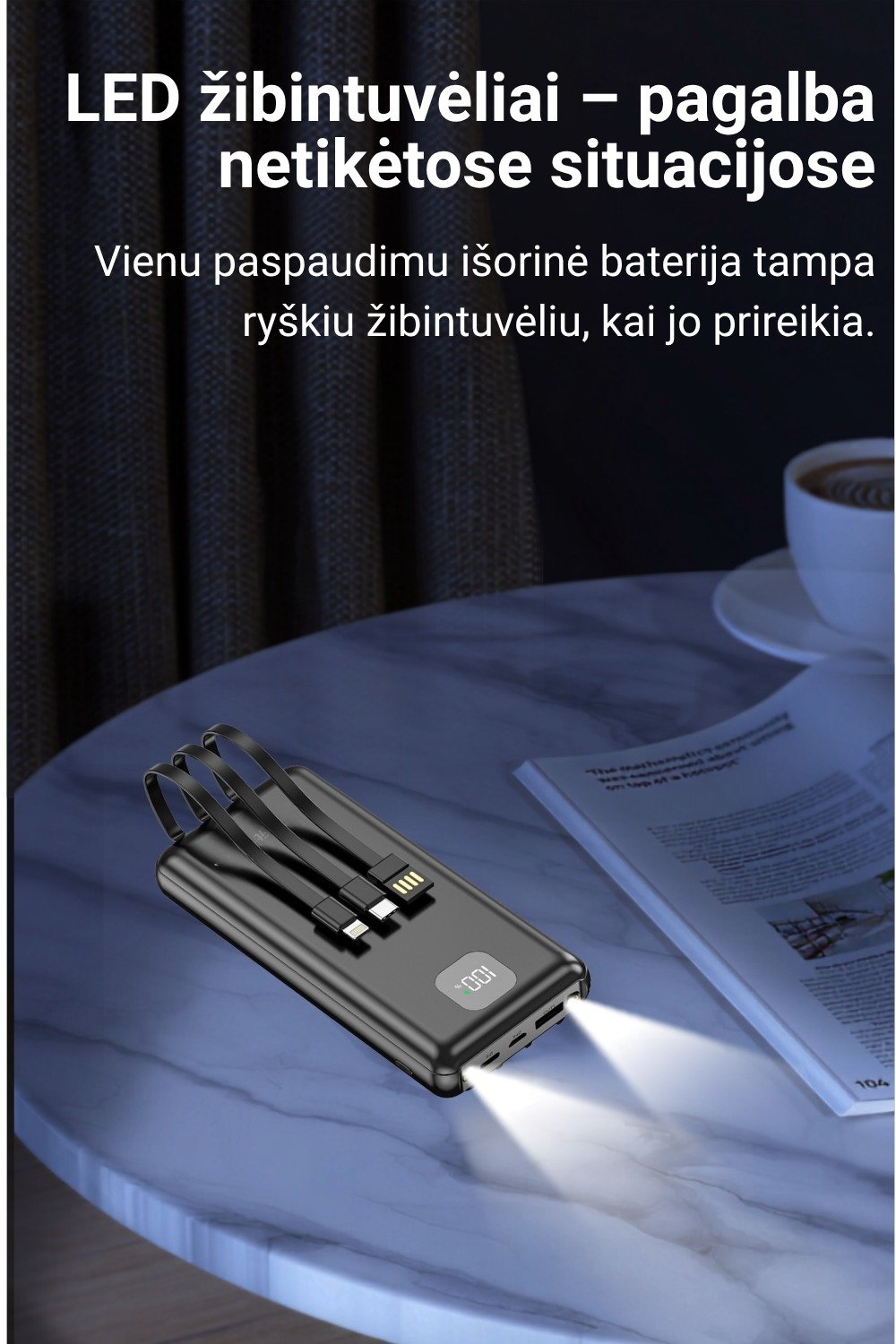 Išorinė baterija FIT2 DX100 20000 mAh, 22.5W greitas įkrovimas aprašymas - Prekės nuotrauka