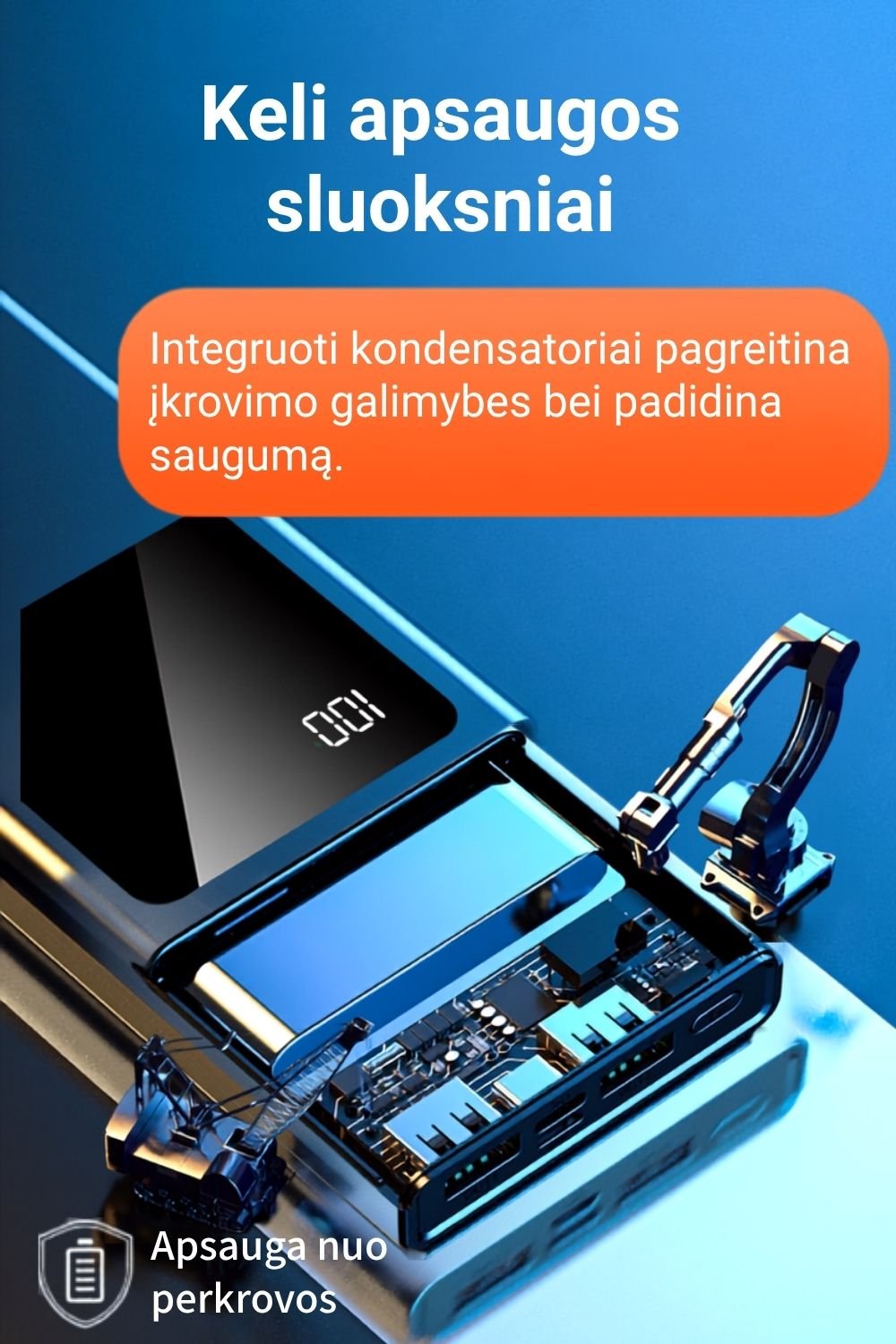 Išorinė baterija FIT2 DX95 10000 mAh, 22.5W greitas įkrovimas aprašymas - Prekės nuotrauka