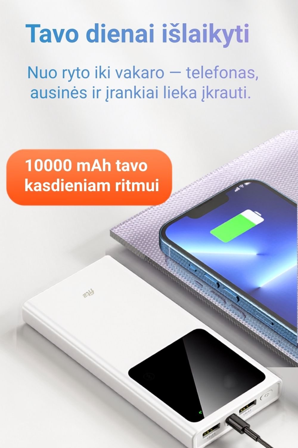 Išorinė baterija FIT2 DX95 10000 mAh, 22.5W greitas įkrovimas aprašymas - Prekės nuotrauka