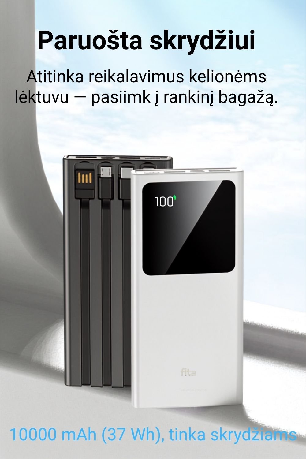 Išorinė baterija FIT2 DX95 10000 mAh, 22.5W greitas įkrovimas aprašymas - Prekės nuotrauka