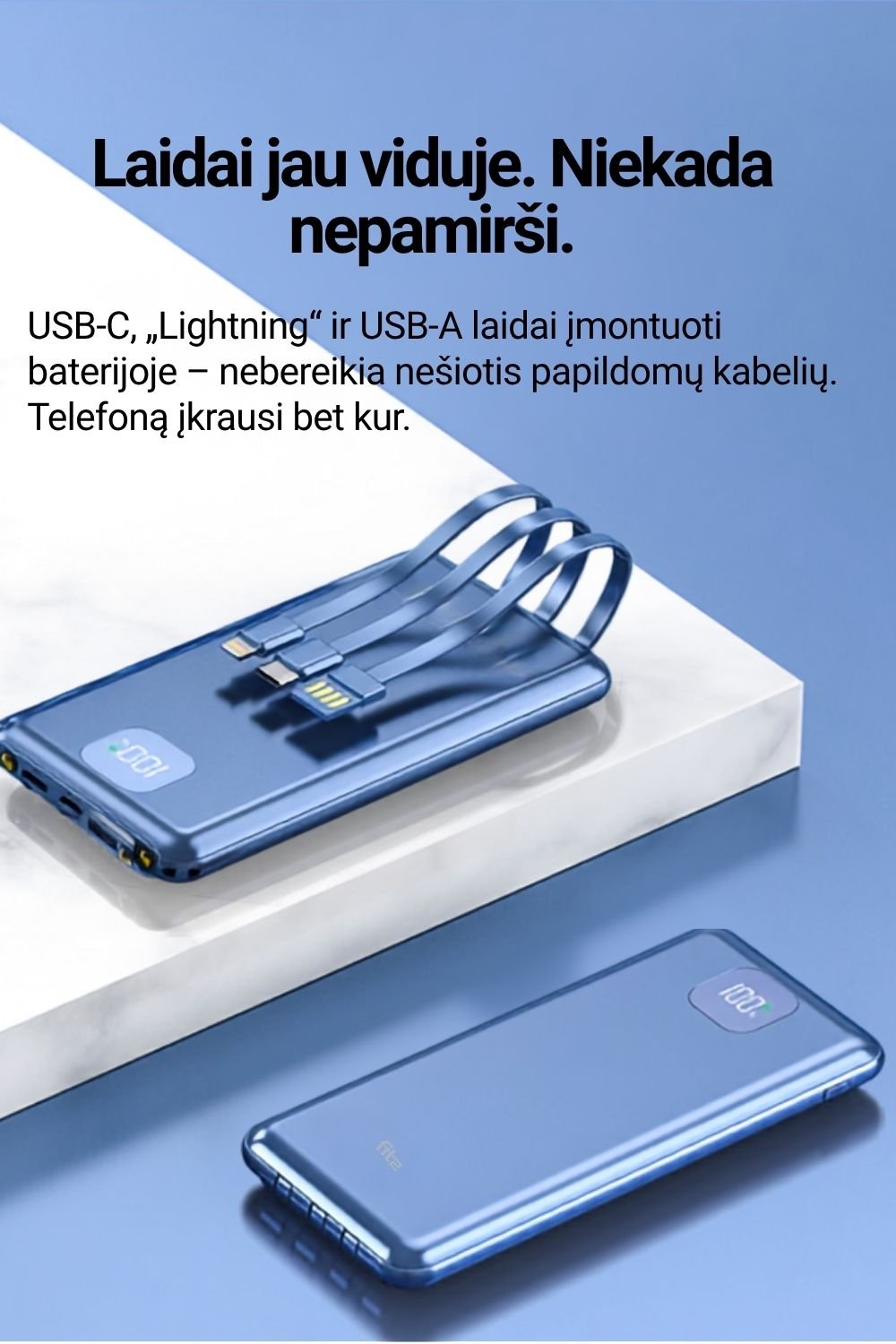 Išorinė baterija FIT2 DX99 10000 mAh, 22.5W greitas įkrovimas aprašymas - Prekės nuotrauka