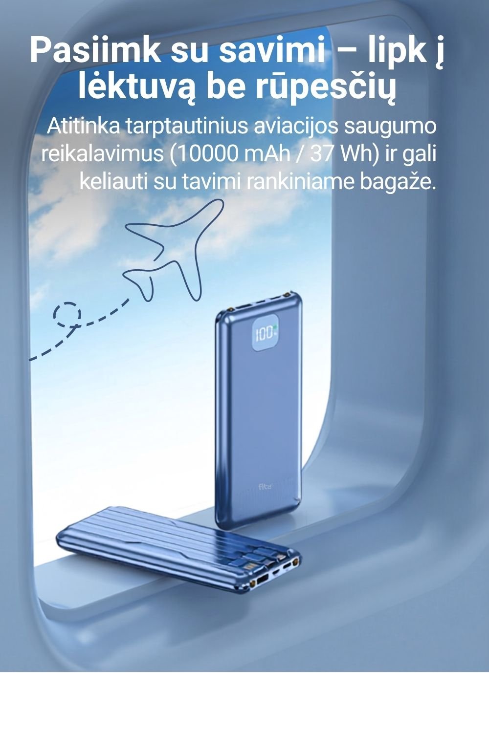 Išorinė baterija FIT2 DX99 10000 mAh, 22.5W greitas įkrovimas aprašymas - Prekės nuotrauka